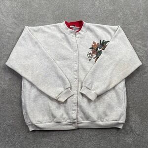 Artisans Button Sweatshirt Womens XL Gray Good Vintage Bird Graphic USA Made